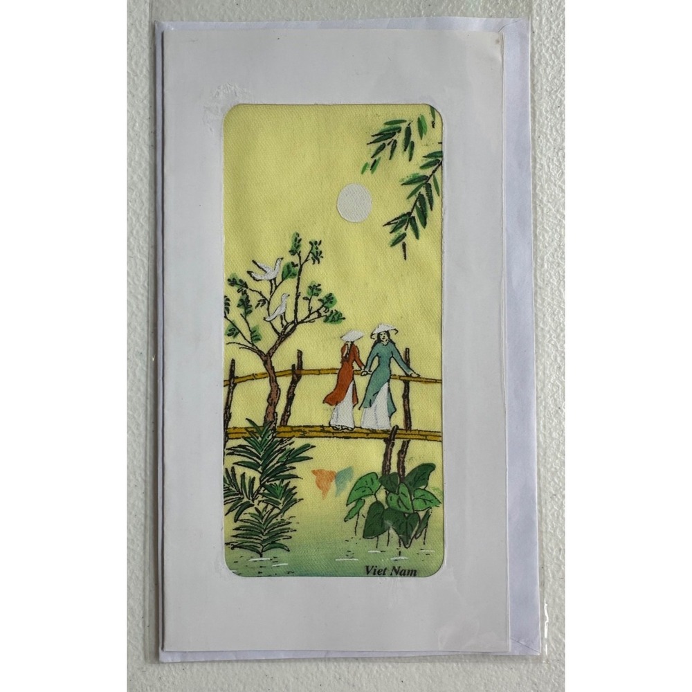 Vtg Art On Fabric Vietnam Note Cards Lot 11 NOS Sealed Boats Villages Elephants